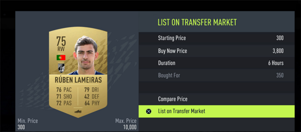 List Player on Transfer Market